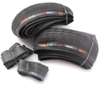 KHE MAC2+ BMX Faltreifen-Set mit Twiggy Schläuchen, 20 Zoll, 2,30 Zoll Breite, Ultraleicht 360g pro Reifen, 8 Bar