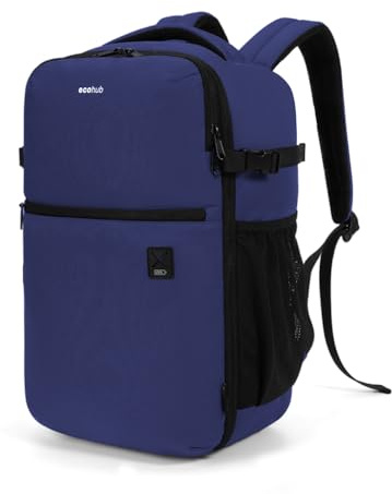 ECOHUB for Ryanair Cabin Bags 40x20x25, Underseat Travel Backpack with Anti-theft Pocket, Cabin Size Carry on Bag for Airplanes, Water-resistant Hand Luggage Bag with Laptop Compartment, 20L-DarkBlue