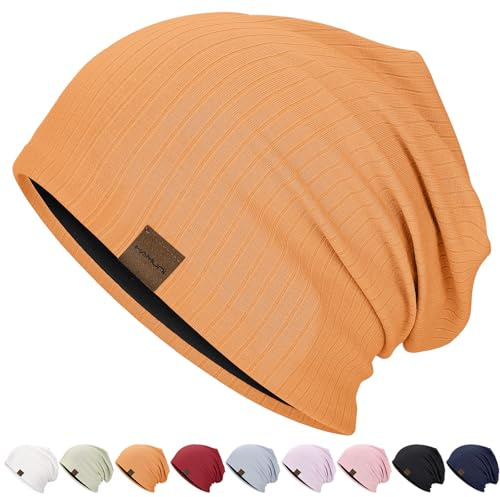 HAMUNI Mütze Damen Herren Leichte Slouchy Beanie Atmungsaktivität Chemo Cap | Ganzjährig Weiche Beanie Chemo Kopfbedeckung Laufende Dünne Mütze Unisex Baggy Skull Caps Schädel Cap für Alltag, Wanderungen