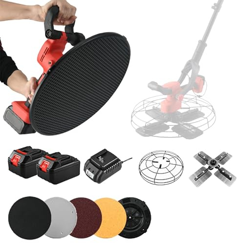 VNATWGOO Elektrische Putzmaschine Mit Zwei Akkus, HandgefüHrte 600–900 W GläTtmaschine, BüRstenloser Motor,20000mAh