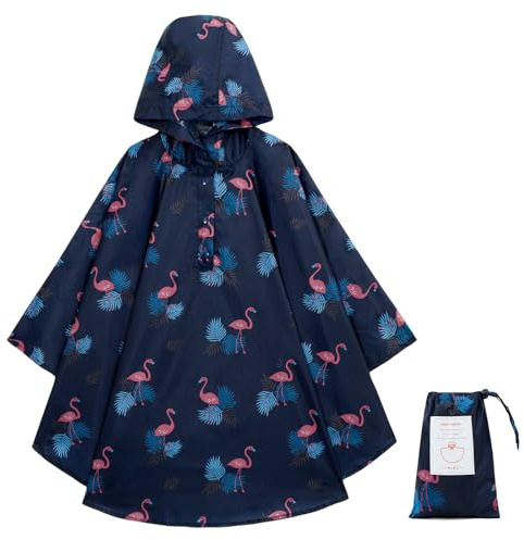 KAKU NANU Poncho Pluie Imperméable Enfant Cape Pluie Cahouet Fille Garçon Bleu 6 7 8 9 10 11 12 Ans