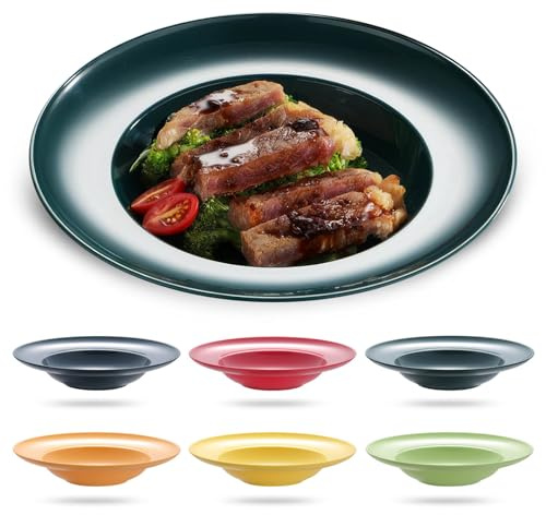 COZHYESS Lot de 6 assiettes à pâtes rondes de 23 cm de diamètre, passent au micro-ondes et au lave-vaisselle, conviennent également comme assiettes à salade