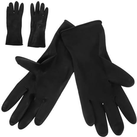 Haarfärbehandschuhe Schwarz Gummi Kunststoff 2 Paar Friseurhandschuhe | Strukturierte Oberfläche, Waschbar und Wiederverwendbar, für Salon und Küche, für Damen und Herren