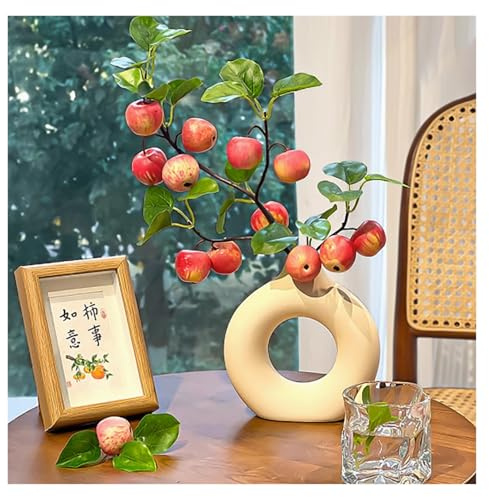 ZLLPIGLS Branche de Pommier Artificielle, Plante Artificielle Interieur, avec Fruits et Feuilles Vertes Réalistes, pour la Maison, Les Fêtes, la Photographie et la Décoration Automnale(Large)