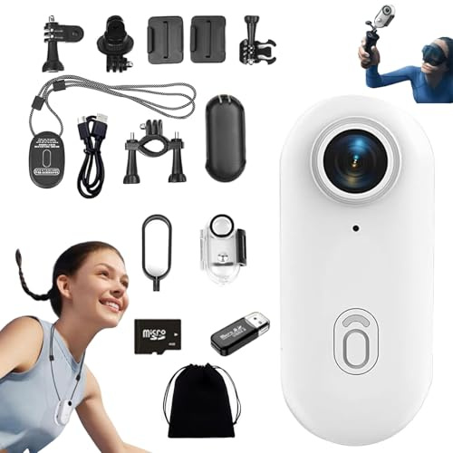 ActionSnap-Thumb Action Camera, 4k Thumb Action Camera, 2025 Nuova fotocamera ActionSnap, la più piccola fotocamera ad alta risoluzione al mondo, custodia impermeabile, clip magnetica, per viaggi