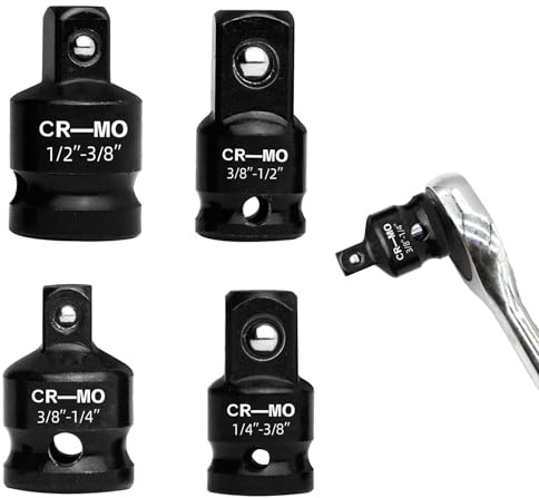 Adaptateur 1/2 3/8, 4 Pièces Adaptateur 3/8 1/2, Adap tateur 1/4 1/2, Adap tateur Douille Porte-Embout, Ada ptateur Douilles pour Clé à Cliquet 1/2 3/8 pour clé Dynamométrique,Cliquet,Perceuse