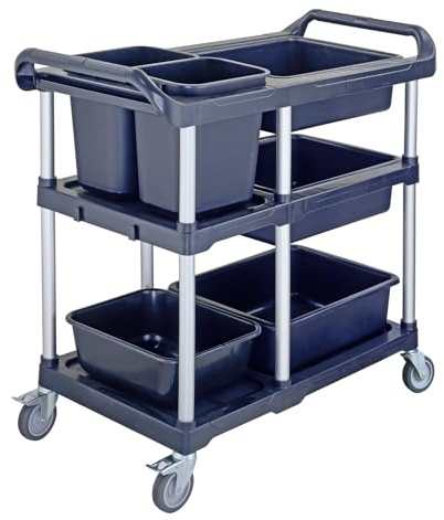 BPT Carro de servicio con ruedas Restaurante Carro de limpieza, carro de limpieza para vajillas y residuos de alimentos (modelo 1)