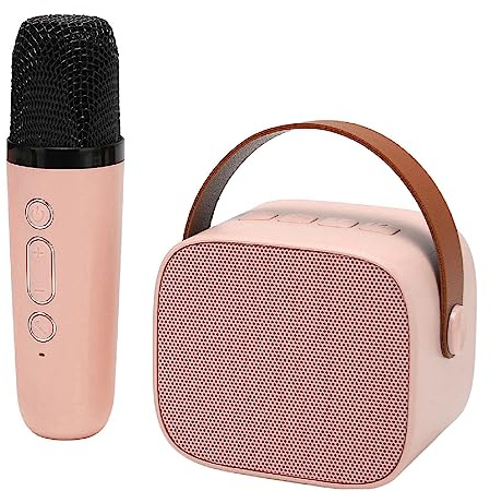 Yctze Macchina da Karaoke Portatile Set con connettività, USB e Microfono per il Divertimento Domestico e all'aperto (PINK)