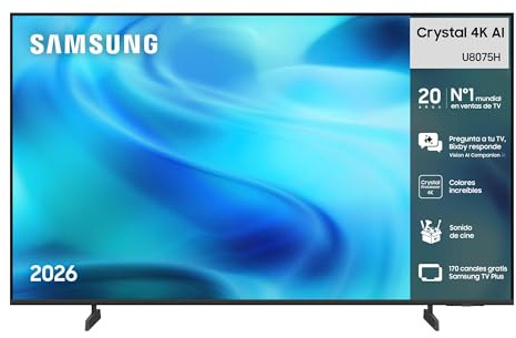 Samsung TV 55 Pulgadas Crystal UHD U8075H 4K Smart TV con Vision AI Companion, Crystal Processor 4K, Dynamic Sound Pack TV Plus, Cine y Series