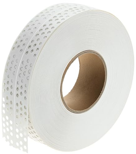 QWORK® Ruban masquage pour Plaques de Plâtre 40m x 5cm, Bande de Joint en PVC Perforé Flexible pour Angles Intérieurs et Extérieurs, Armature Anti-fissures pour Cloisons, Plafonds et Rénovation
