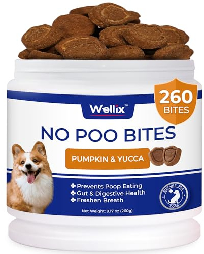 Wellix Dog No Poo Chews - Coprophagia Deterrent for Dogs - 260g | Coprophagia Relief Supplement for Dogs. Supports Probiotics Digestive, Gut Health & Immune System. Dog Breath Freshener