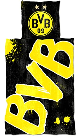 Borussia Dortmund BVB-Bettwäsche Glow in the Dark , 1 Stück ,(135x200cm), Gelb