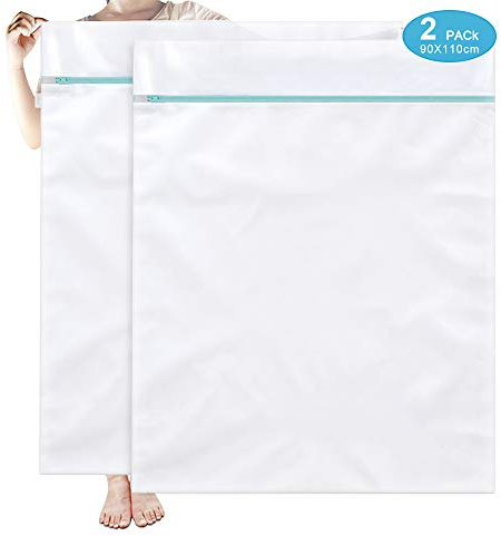 OTraki Large Fine Laundry Bags, 2 Pack 35 x 43 inch Mesh Laundry Bag Extra Large Delicates Wash Bag Zipped XXL Laundry Bags for Washing Machine Bedding Blanket Sheet Quilt Curtain(Blue)