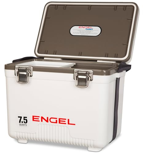ENGEL Kühlbox 7,5qt (7,1 Liter) Auslaufsicher, Luftdicht, Tragbare, Kleine Kühlbox für Camping, Picknick, Wandern, Festival - Eisbox Ohne Strom für Männer & Frauen, 31 x 20,3 x 25,4 cm im Weiß