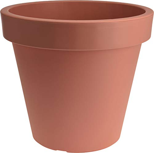Spetebo Vaso per piante in plastica XXL, grande, 58 cm, terracotta, rotondo, per interni ed esterni, da giardino