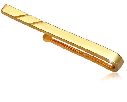 Kuzzoi Herren Krawattennadel vergoldet, Krawattenklammer (3.5 mm) poliert für normale Krawatten, Krawattenschmuck für Männer im edlen Look