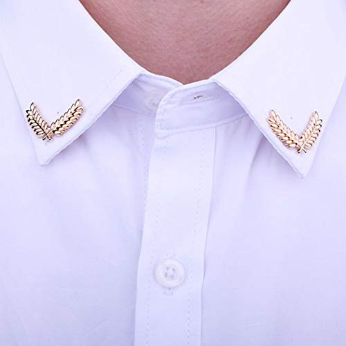 Yienate Modische Kragenbrosche mit Ähren-Design, goldfarbene Anstecknadel für Kleidung, Schmuck, Geschenk für Damen und Herren (1 Paar)