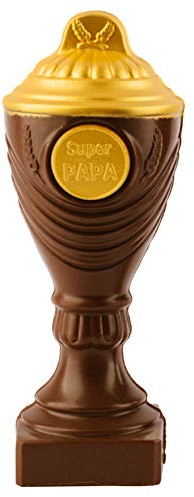 Pokal aus Schokolade Super Papa - 22cm Schokoladenpokal aus Vollmilchschokolade - Deutsche Handarbeit ideal als Geschenk - 200g