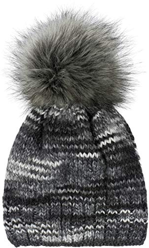 styleBREAKER Unisex Strick Bommelmütze Alpaka Anteil | Buntes Muster, wärmendes Thermo-Fleece-Futter, 12 cm Fake-Fur-Pompon (abnehmbar), elastisch für 46-61 cm Kopfumfang.