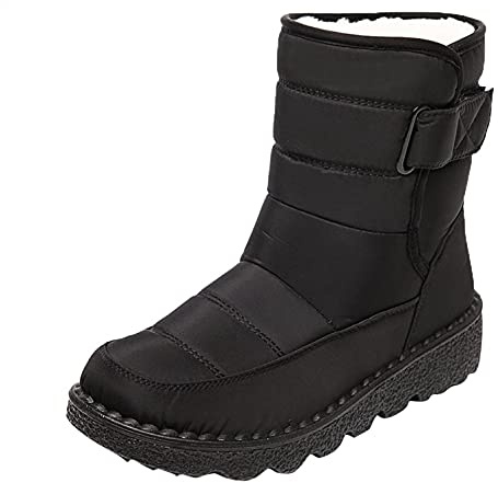 Hbeylia Winter Snow Boots For Women Men Unisex Waterproof Thermal Fleece Lining Anti Skid Mid Calf Boots Wedge Platform Warm Wool Fuzzy Ankle Booties Outdoor Work Camping Short Boots For Boys Girls