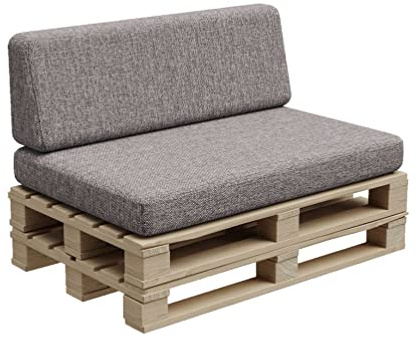 Gutekissen® Palettenkissen, Palletenpolster, Gartenkissen, Palettenauflagen, Sofa, Kissen, Polster, Auflagen Indoor Outdoor PFBG (Set (120x80 + 120x35), Grau)