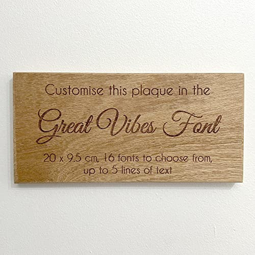Cutncraft Designs Personalised wooden plaque/sign bespoke childs bedroom door/custom text -Great Vibes Font (20x9.5 cm / 8x3.7 inch)