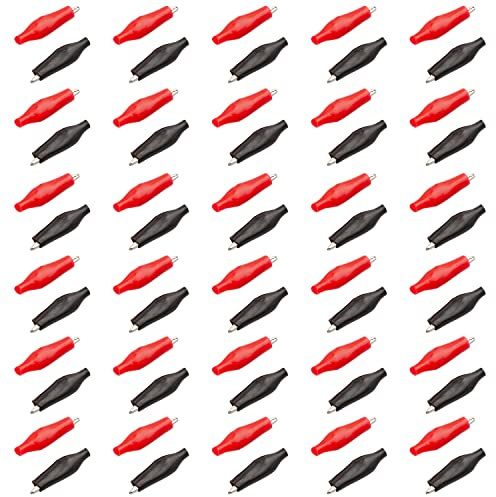 AZ Delivery - Pinzas de cocodrilo (60 unidades, 28 mm, sonda de plástico para barca, protección de aislamiento, G98), color rojo y negro