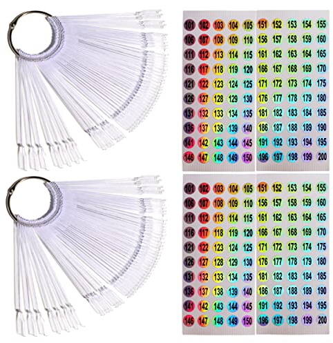 WOKIRO 100 Pezzi Tip Unghie Espositore Unghie con Adesivi Numerici 101-200, Unghie Finte per Espositore Colori Unghie, Unghie per Prova Smalto (Trasparente)