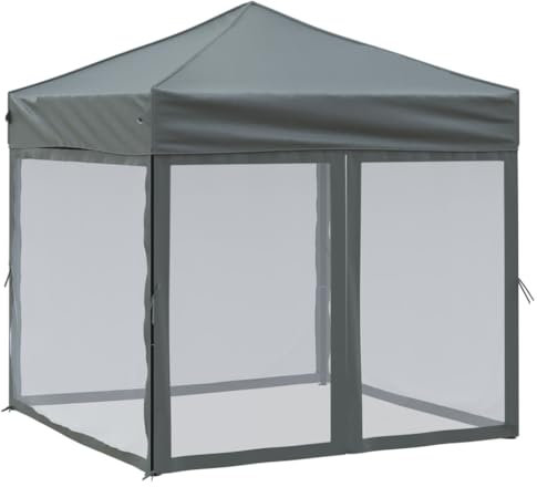 vidaXL Tente de Réception Pliable avec Parois Belvédère de Camping Pavillon d'Extérieur Tonnelle de Jardin Chapiteau Patio Anthracite 2x2 m