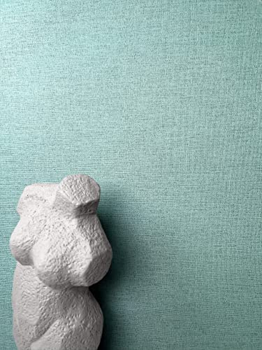 Newroom Vliestapete Türkis Uni Leinenoptik Badezimmer Pastell Tapete | helles Mint-Türkis, feine Textilstruktur, matt, skandinavisch, ansatzfrei, Wandtapete Kinderzimmer Schlafzimmer