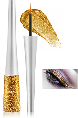 Boobeen Colorful Glitter Eyeliner Liquid Shimmer Eyeliner Waterproof Metallic Eyeliner Smudge-Proof Geeignet für Frauen, 1 Stück (07#)