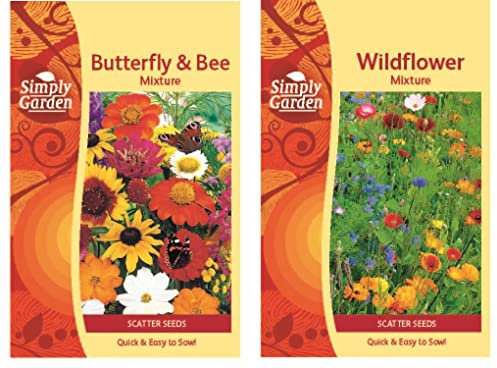 Butterly Bee and Wildflower Mix Seeds Packs Scatter Easy to Grow Colourful Flowers
