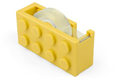 Dispensador Celo, AMONENZ Amarillo Dispensador Cinta Adhesiva, Dispensador Celo Transparente en Forma de Bloques de Construcción, Adecuado para Escritorios, Restaurantes, Floristerías