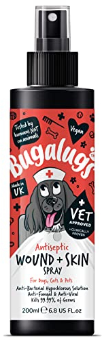 BUGALUGS Wound & Skin Dog Antiseptic spray 200ml - Antibacterial, Antiviral, Antifungal spray for itchy dog skin relief - Hypochlorous acid essential dog first aid kit for Dogs, Cats, Pet animals