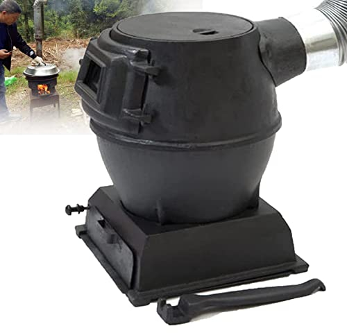 HUMNZR Kohlefeuer Aus Reinem Gusseisen, Brennholzofen, Holzkohleofen Aus Reinem Gusseisen, Sichtfenster, Campingkocher Zum Heizen, Kochen In Zelten, Innenvillen