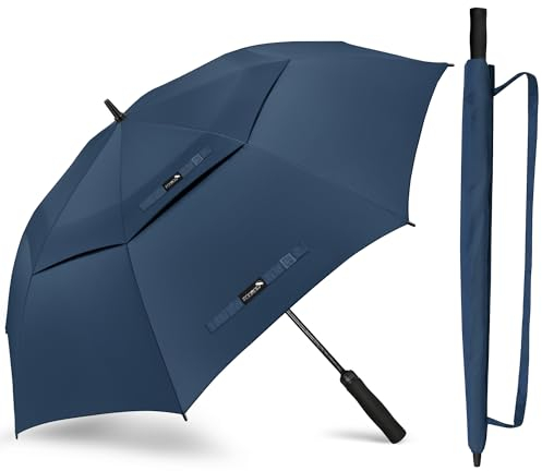 ZOMAKE Regenschirm Groß Sturmfest XXXL,Großer Golf Regenschirm Sturmfest Stabil,Grosser GolfSchirm für Herren Damen 2 Personen(Marineblau)