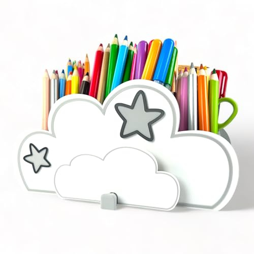 KAJAWIS Organizer für Buntstifte Schreibtisch-Organizer für Kinder ECO Stiftehalter Wolke (Grey_star)