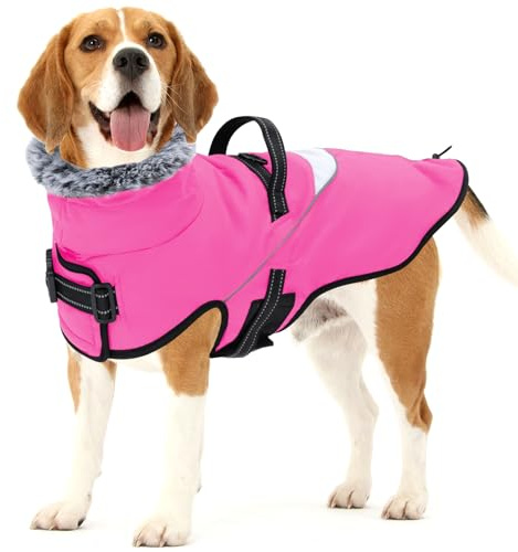 Dotoner Abrigo Impermeable para Perros con arnés Abrigo de Invierno para Perros Chaquetas cálidas Chaqueta Reflectante para Perros Abrigos de Senderismo