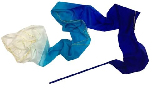 Tanz-Streamer, Seidenband-Wurf-Streamer mit Stangen, 4 m x 0,45 m (157 x 17,7 Zoll), Seiden-Wurf-Streamer for Erwachsene, Bauchtanz, echter Seidenschleier, 100 % Seide (Farbe: wie abgebildet-14, Größe