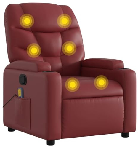 vidaXL Massagesessel Weinrot Kunstleder