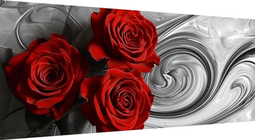 Qiaoqoo Blume Diamond Painting xxl 250x100cm, 5D DIY Diamant Painting Bilder Rose Diamand Painting Kinder mit Diamond-Painting Zubehör, Groß Diamant kunst Basteln Erwachsene, Home Décor Malerei