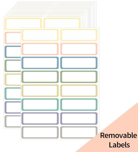 STARLIBOO Removable Labels, Removable Colored Labels Stickers, Self-Adhesive Rectangular Stickers Water/Oil/Tear Resistant for Food Containers/Classroom/Storage (8 Colors, 240 Labels)