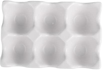 Portauovo da Frigorifero a 6 Griglie in Ceramica Bianco | Vassoio per Uova, Fondo Antiscivolo, Struttura Antiurto, per Conservazione in Cucina