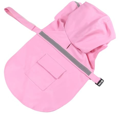 LVYUDS Mit Kapuze Mantel Regenmantel Hund, Reflektierend Wasserdicht Schneeschutz Hunde Regenmantel Einstellbar Bringen Snackbeutel Licht Atmungsaktiv für Draussen Aktivitäten(Size:L,Color:Pink)