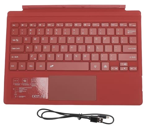 Yusat Magnetiskt Bluetooth-Tangentbord Färgstarkt Bakgrundsbelysning Multi Touchpad Trådlöst Bluetooth5.0 Tablet Tangentbord för Pro 3 4 5 6 7 (Röd)