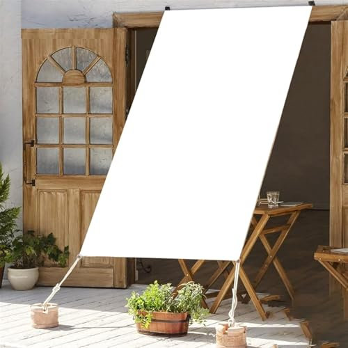 Sichtschutz für Balkon, Sonnenschutzfolie, 3 x 3 m, rechteckig, leicht, wasserdicht, wasserabweisend, langlebig, waschbar, Sichtschutz, HDPE, für Balkonkorridor/Garten/Außenbereich, Regenschutz, wei