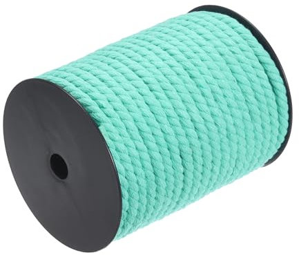 QUARKZMAN Baumwollseil 3 Strang Gedreht Geflochtenes Seil, Hellblau 40m/47 Yard 8mm Durchmesser für Wandbehang, Pflanzenaufhänger, Stricken, Makramee-Knoten