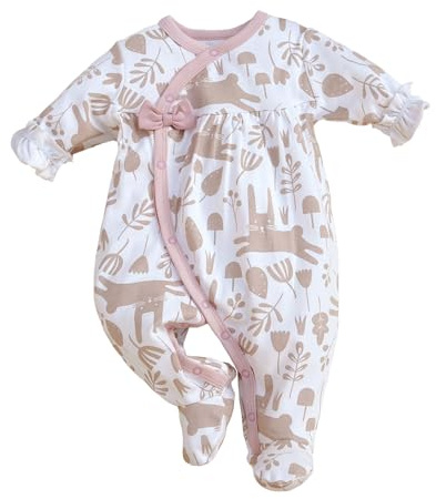 WYTbaby Bébé Fille Grenouillère Strampler Pyjama Coton Pyjama Manches Longues Body, rose clair, 6-9 mois
