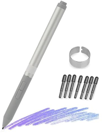 Wiederaufladbarer Stift für HP Active Pen G3, EliteBook x360 G3/4/5/6/7/8/9, Elite x2, Elite Dragonfly Laptop, T4Z24AA, 1FH00AA, 4KL69AA mit Spitzen (Silber)