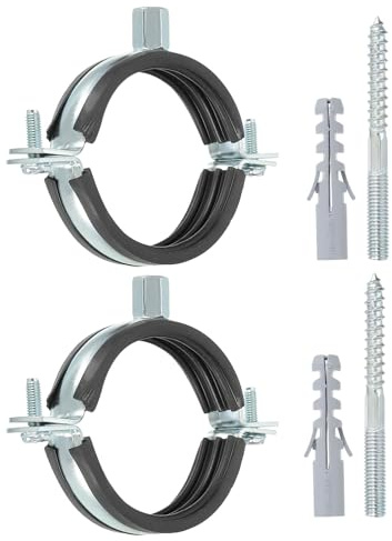 PATIKIL 2.9-3.1/74-80mm Split Ring Pipe Hanger, 2 Pcs Heavy Duty Adjustable Pipe Bracket Clamp Galvanized Iron Wall Ceiling Mount Pipe Strap Support with Screws & Expansion Tube, Black
